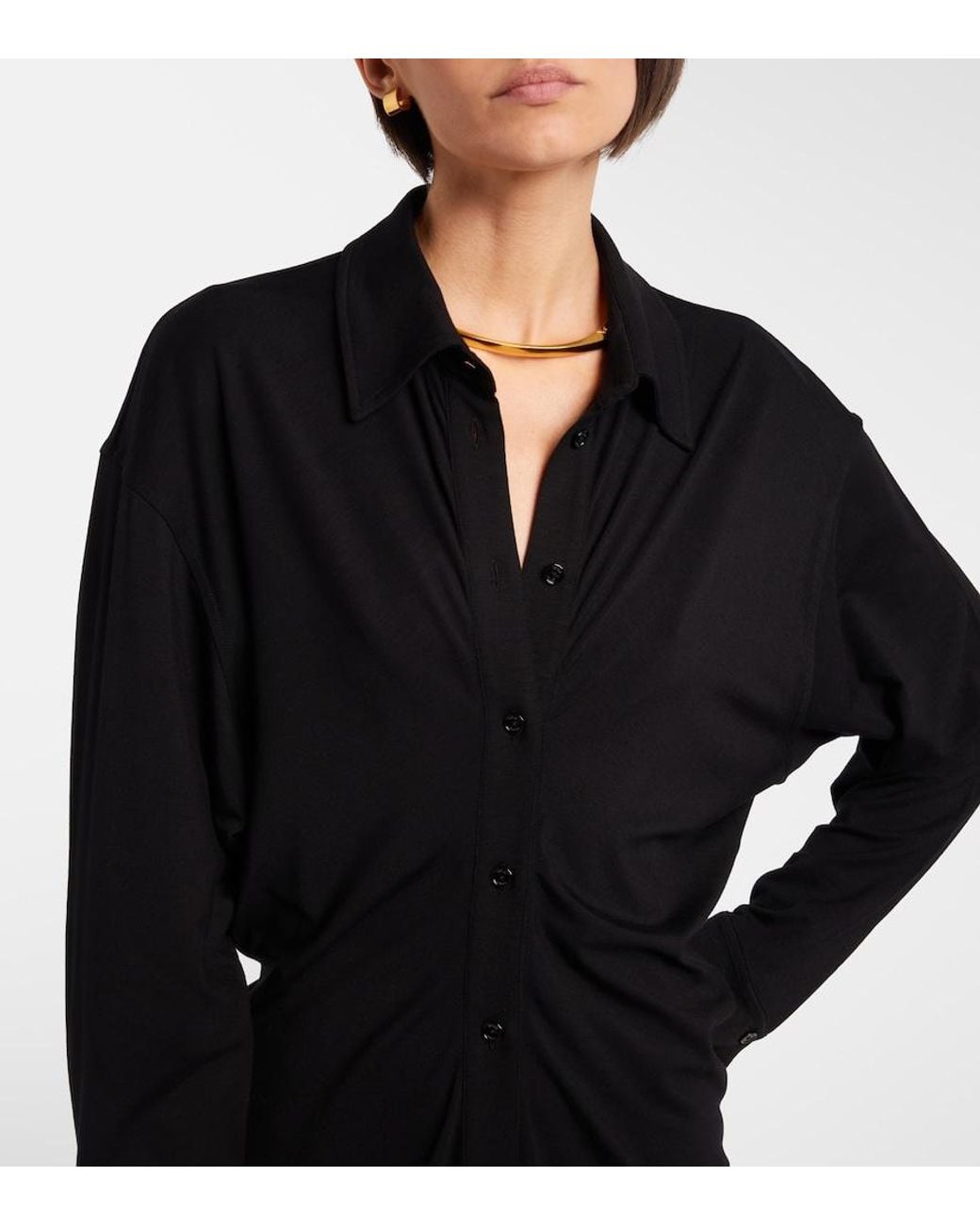 Totême Black Jersey Shirt Dress