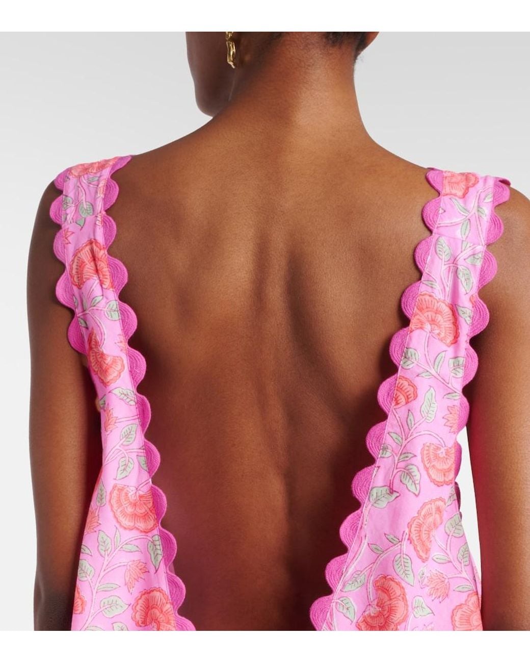 Juliet Dunn Pink Floral Scalloped Cotton Minidress