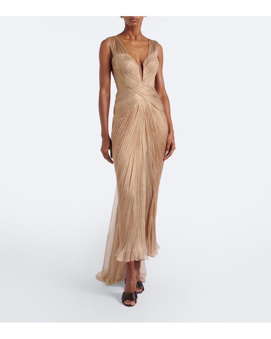 Maria Lucia Hohan Brown Corinna Silk Muslin Bustier Gown