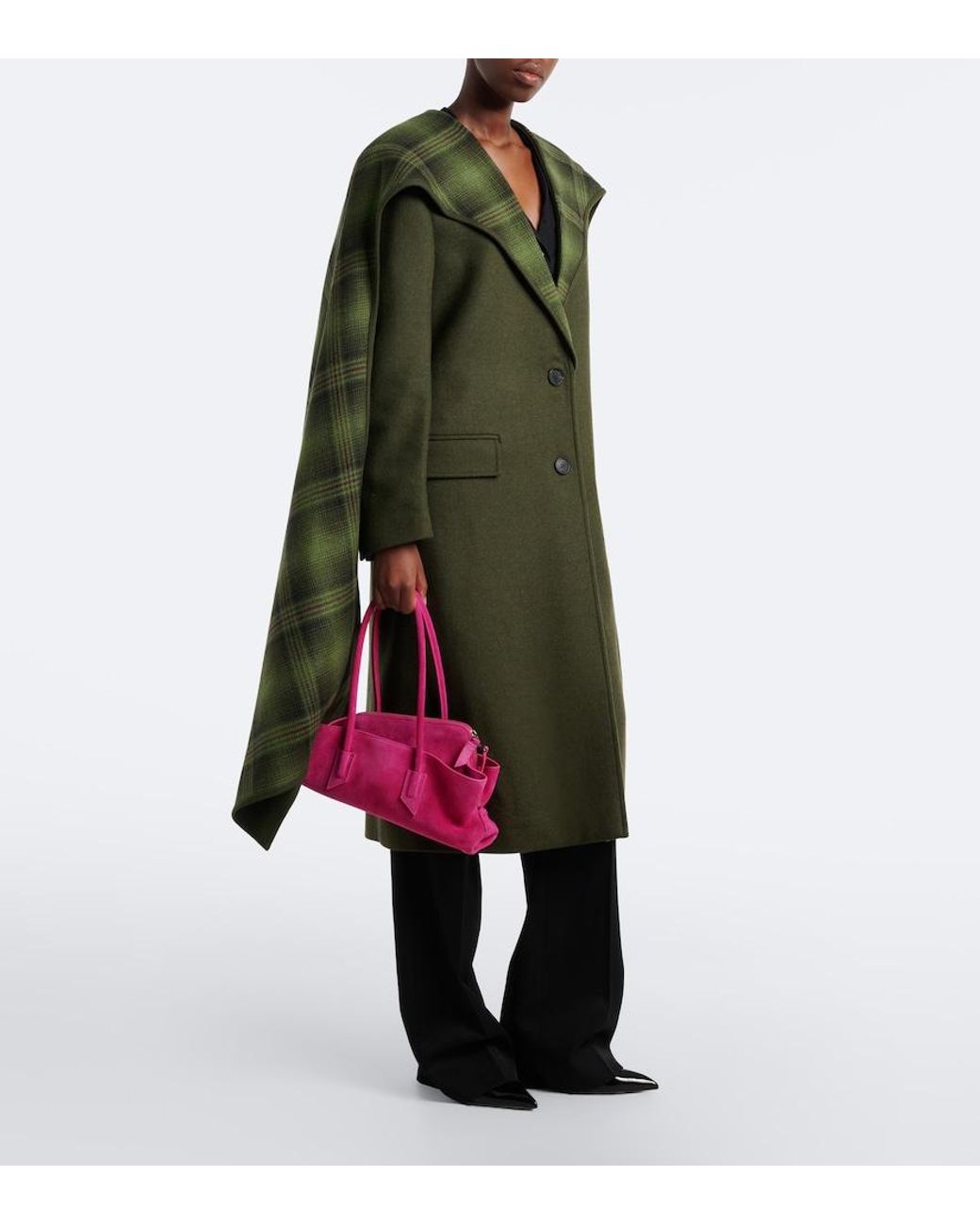 The Attico Pink La Passeggiata Small Suede Shoulder Bag
