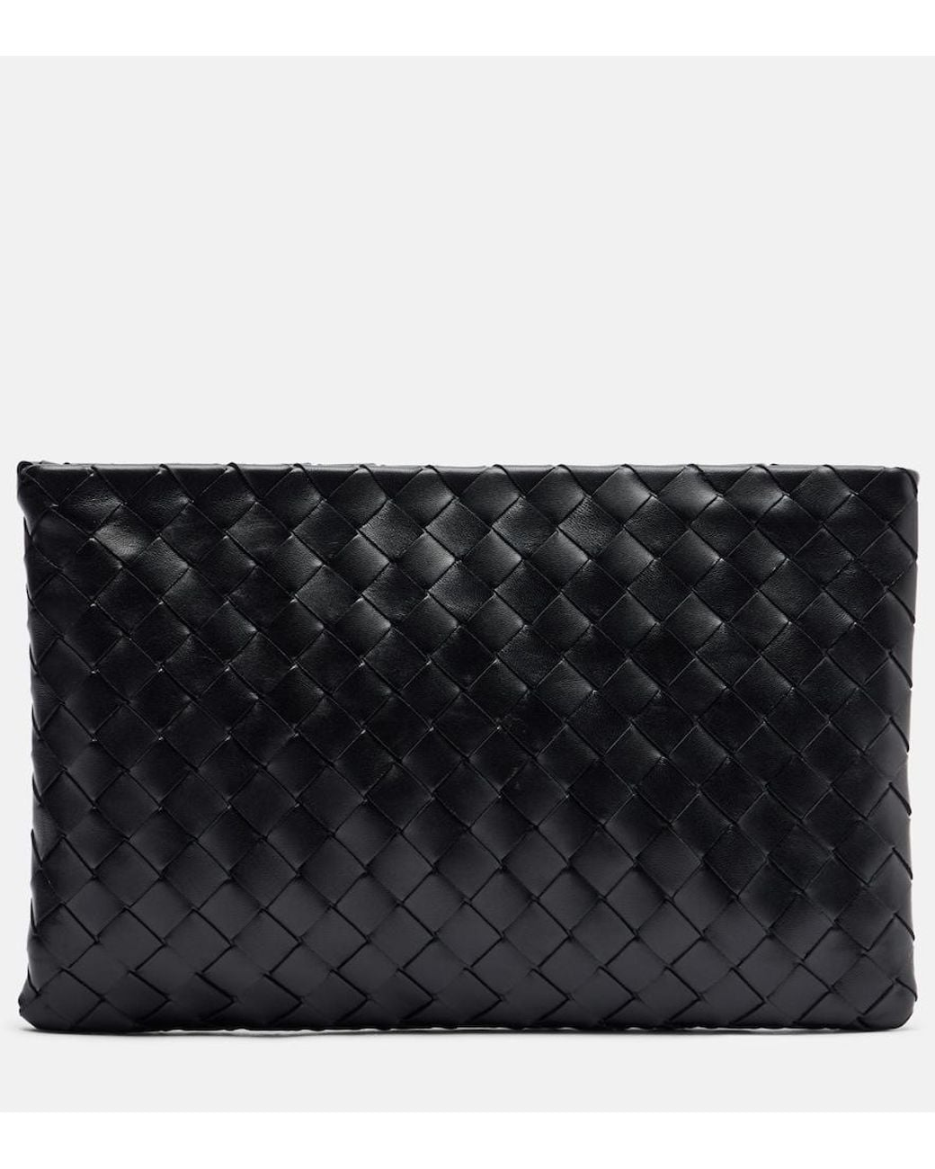 Bottega Veneta Black Intrecciato Medium Leather Pouch