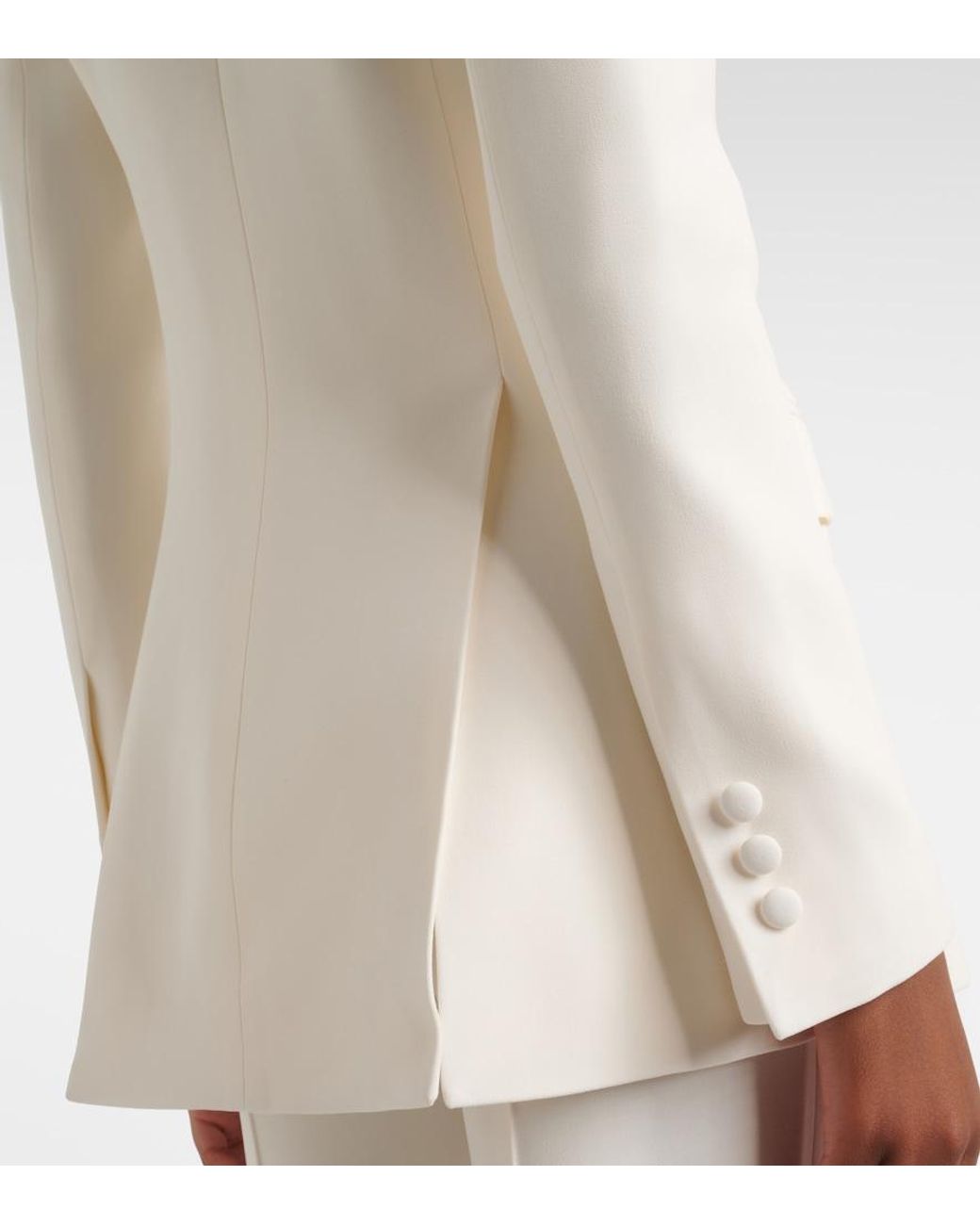 Elie Saab White Floral-Applique Cady Blazer