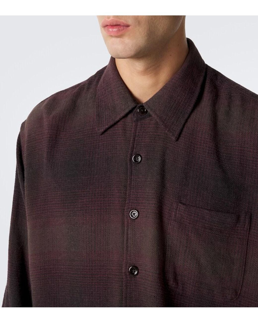 Our Legacy Brown Above Checked Cotton-Blend Shirt for men