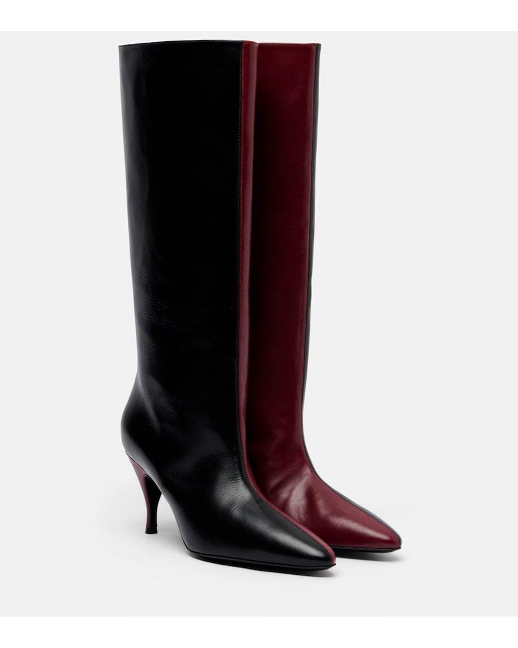 Herbert Levine Red Two Faced Leather Knee-High Boots