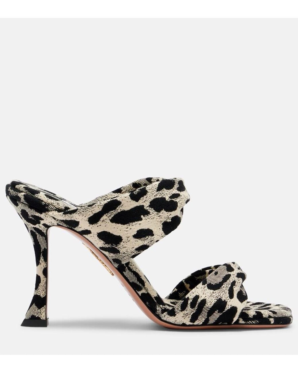 Aquazzura Black Twist 95 Leopard-Print Sandals