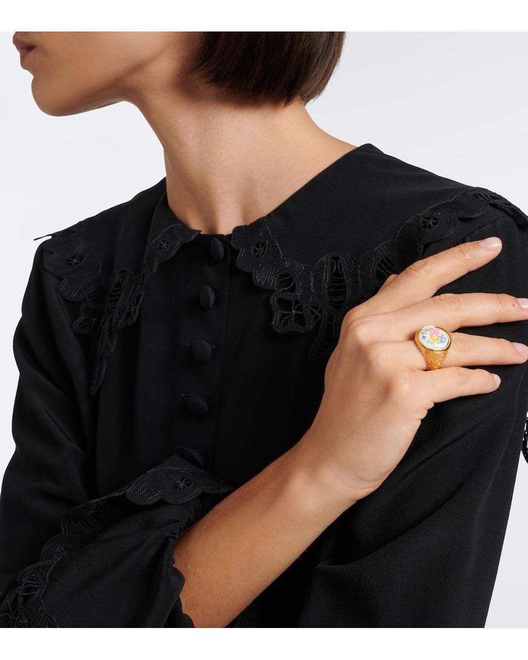 Chloé White Bloomcraft Floral Signet Ring