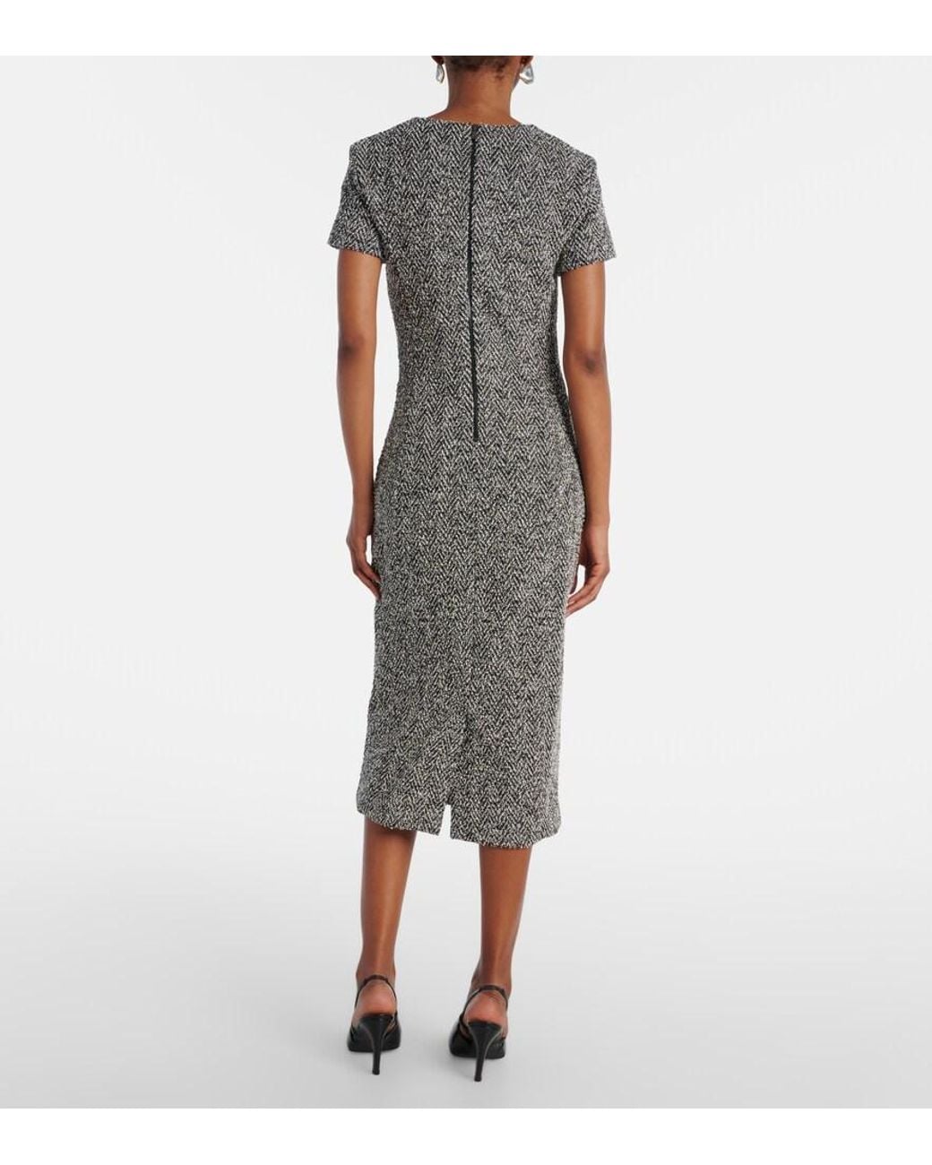 Max Mara Gray Giugno Cotton And Wool-Blend Midi Dress