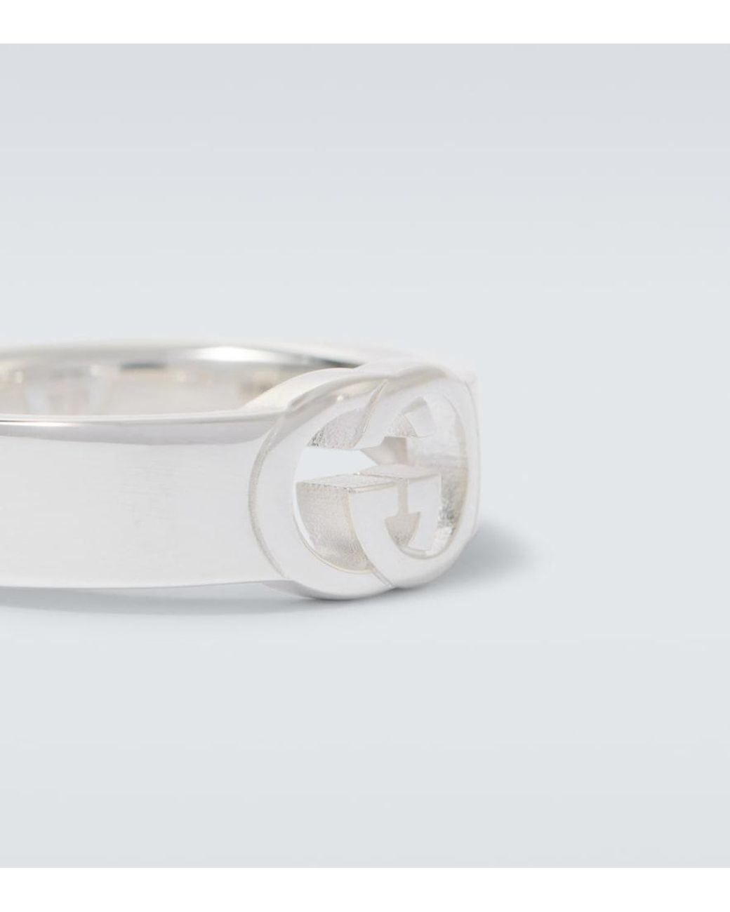 Gucci White Interlocking G Sterling Ring for men