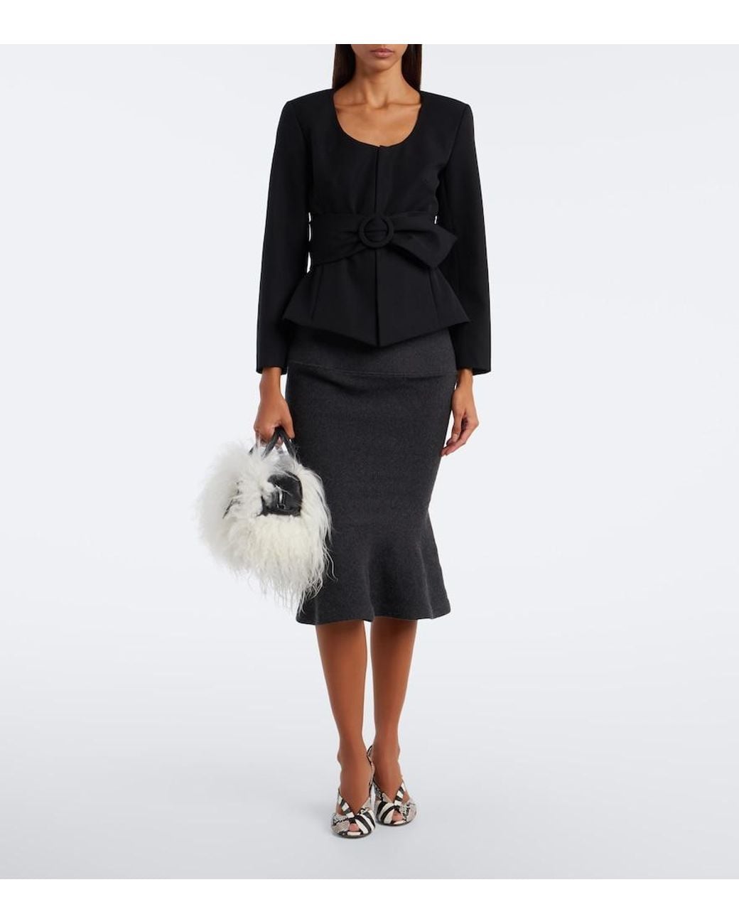 Jacquemus Black Turismo Small Shearling Bowling Bag