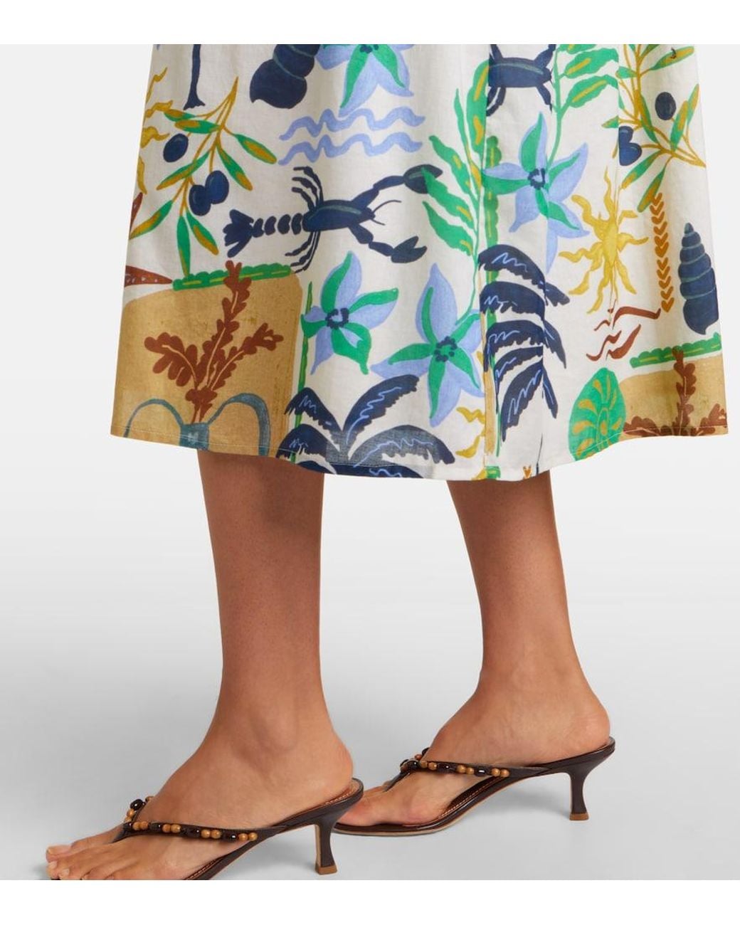 Velvet White Leyla Printed Cotton Midi Dress