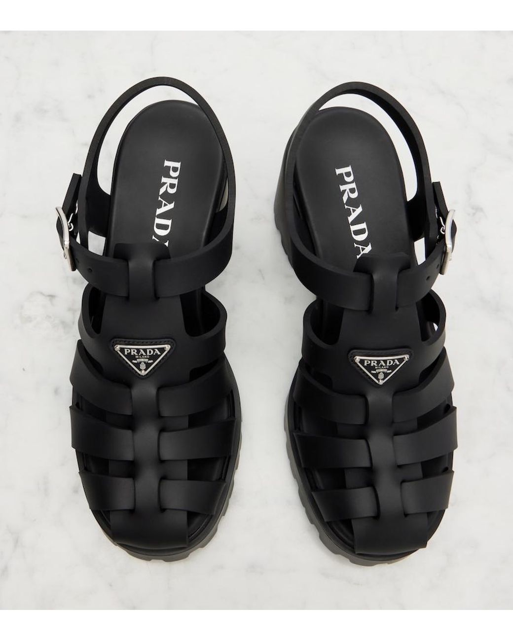 Prada Black Monolith Sandals