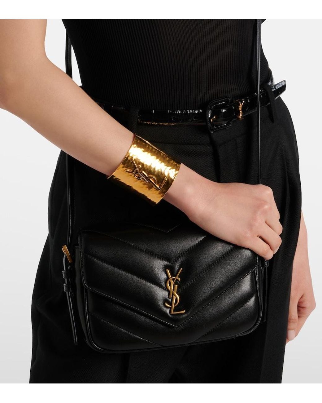 Saint Laurent Black Loulou Toy Leather Crossbody Bag