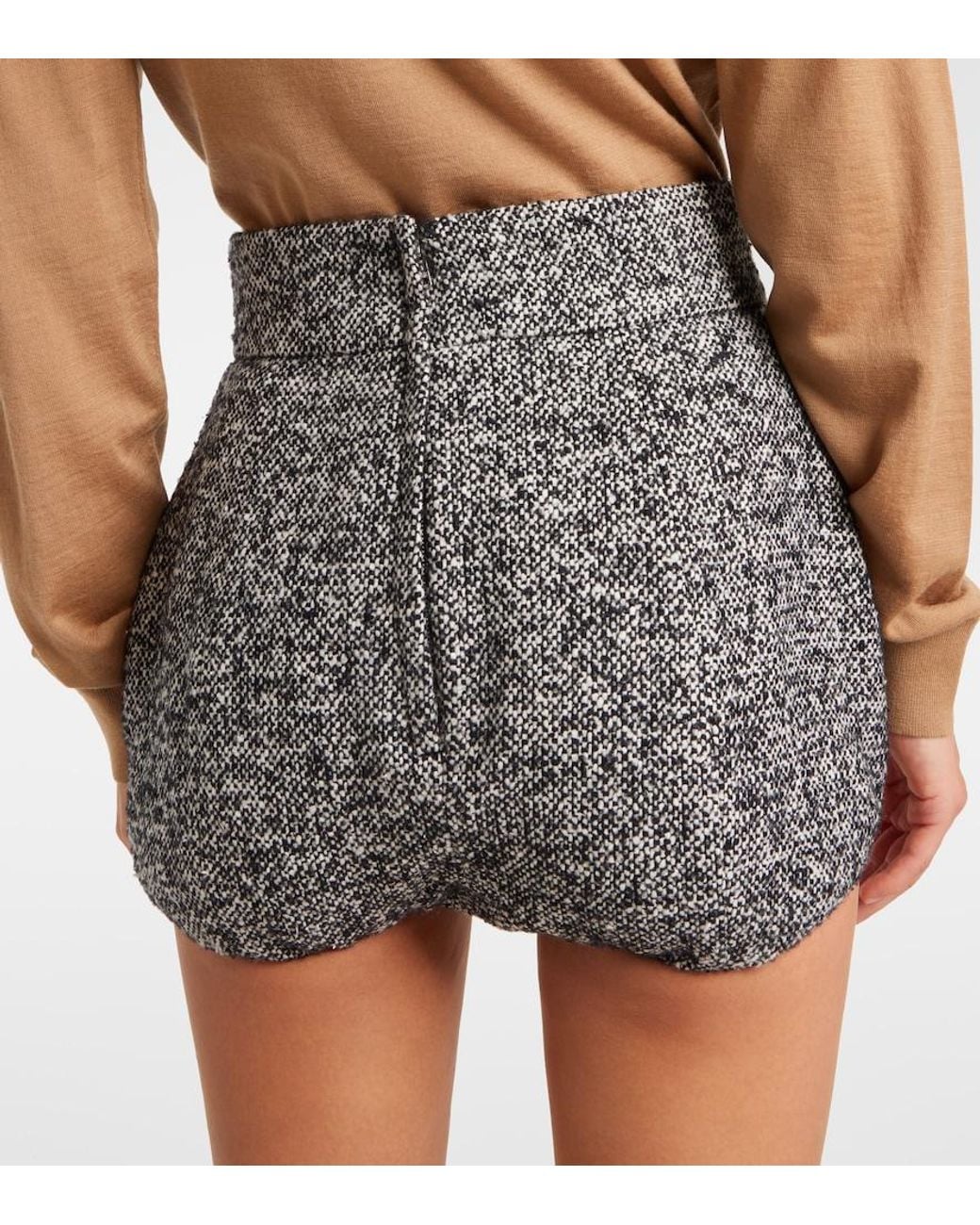 Dolce & Gabbana Gray Wool And Silk-Blend High-Rise Shorts