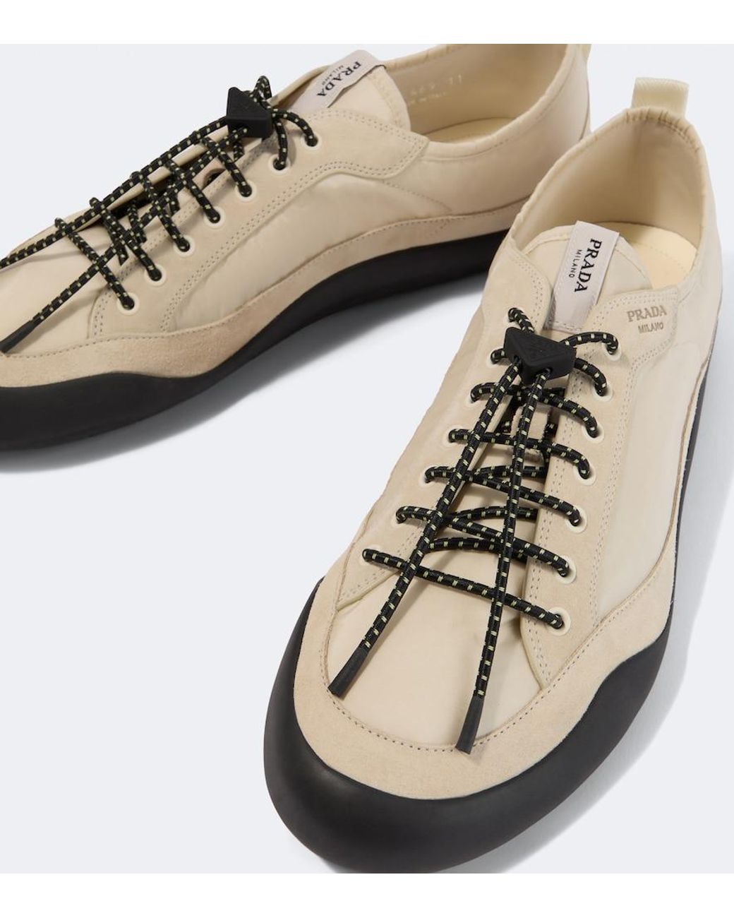 Prada Natural Speedrock Re-Nylon And Suede Sneakers for men
