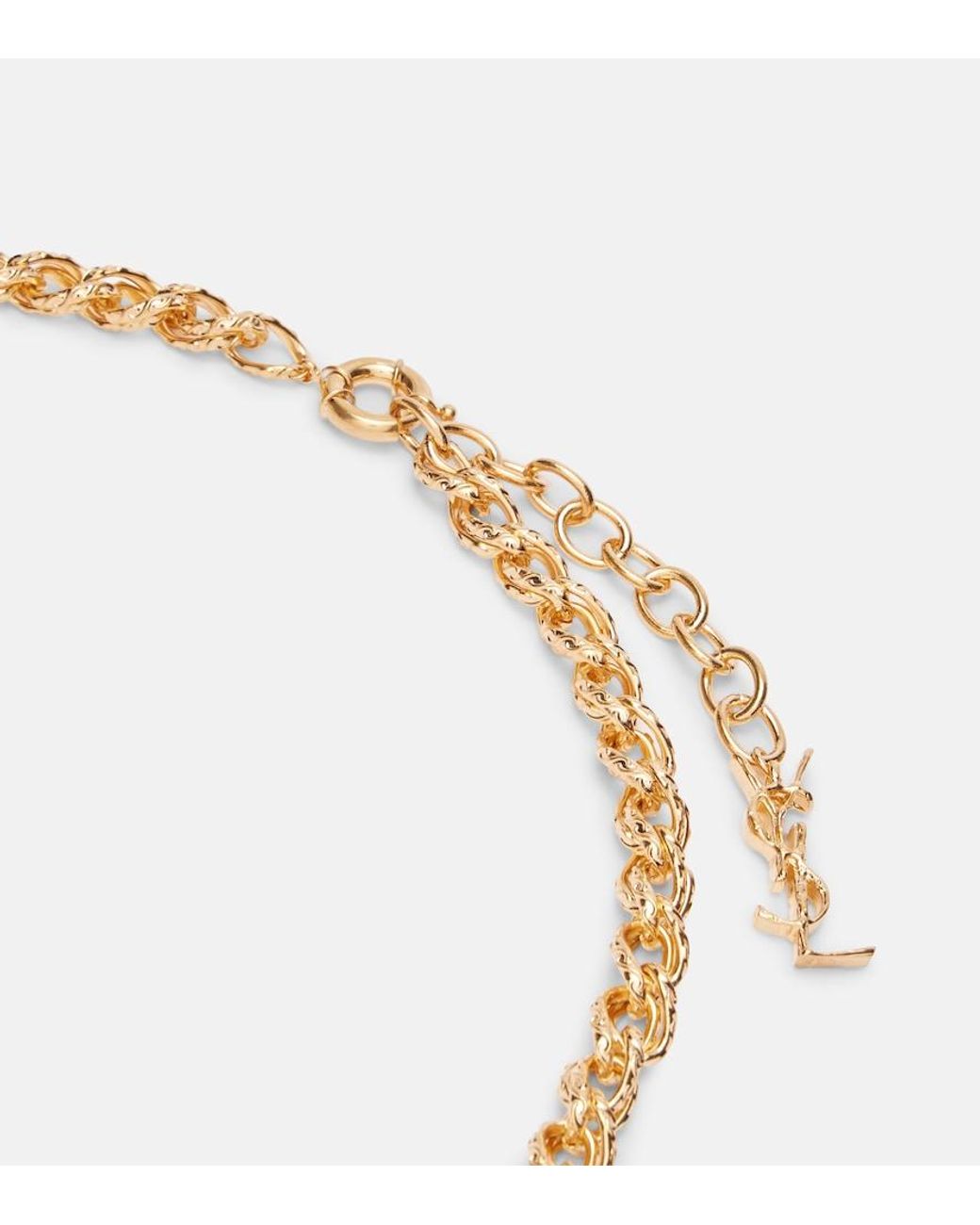 Saint Laurent Metallic Cassandre Chain Necklace