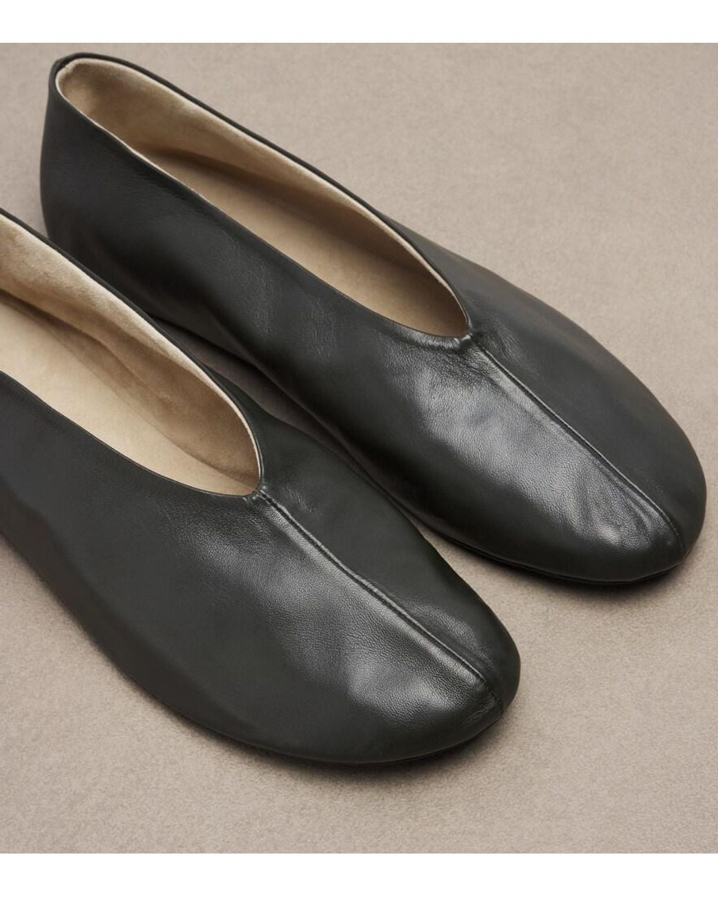 The Row Gray Stella Leather Ballet Flats