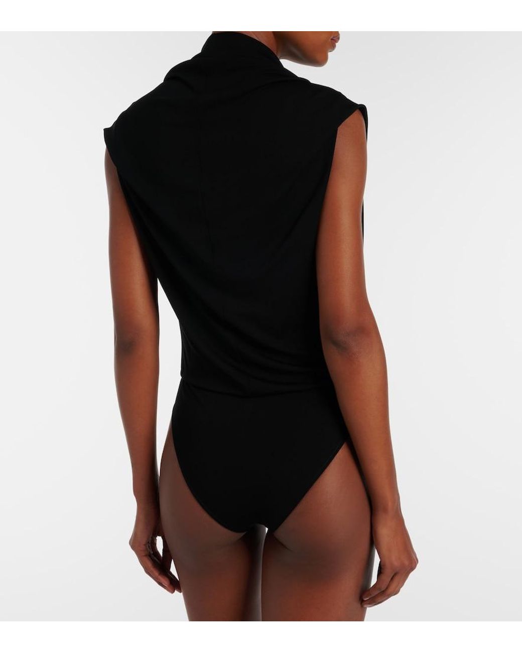 Alaïa Black Draped Jersey Bodysuit