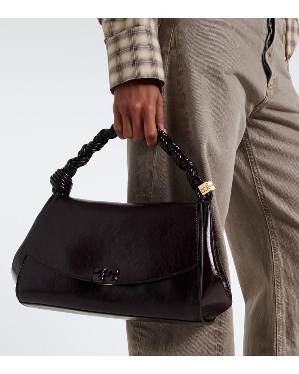 Ganni Black Very Bou Top-Handle Bag