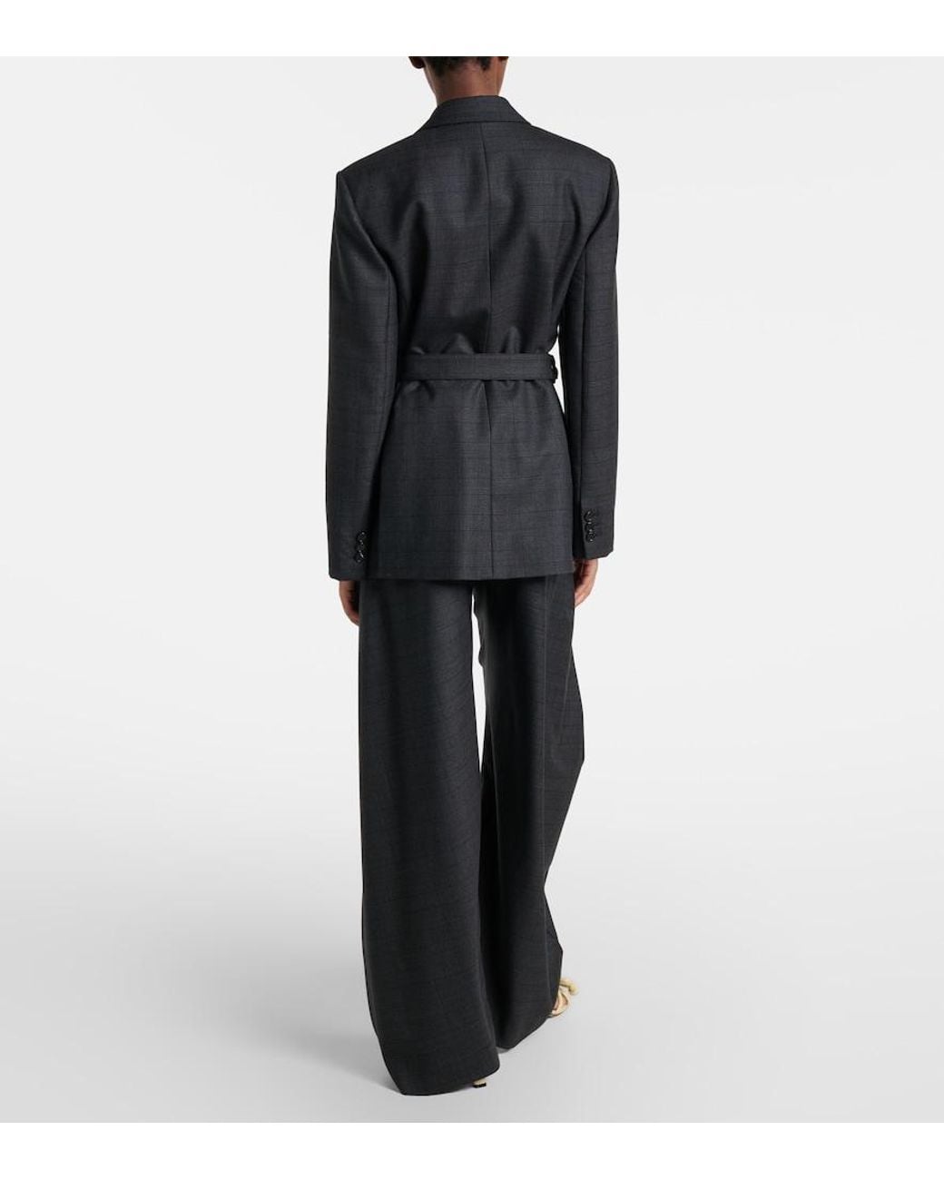 Loewe Blue Checked Belt Wool Barrel-Leg Pants