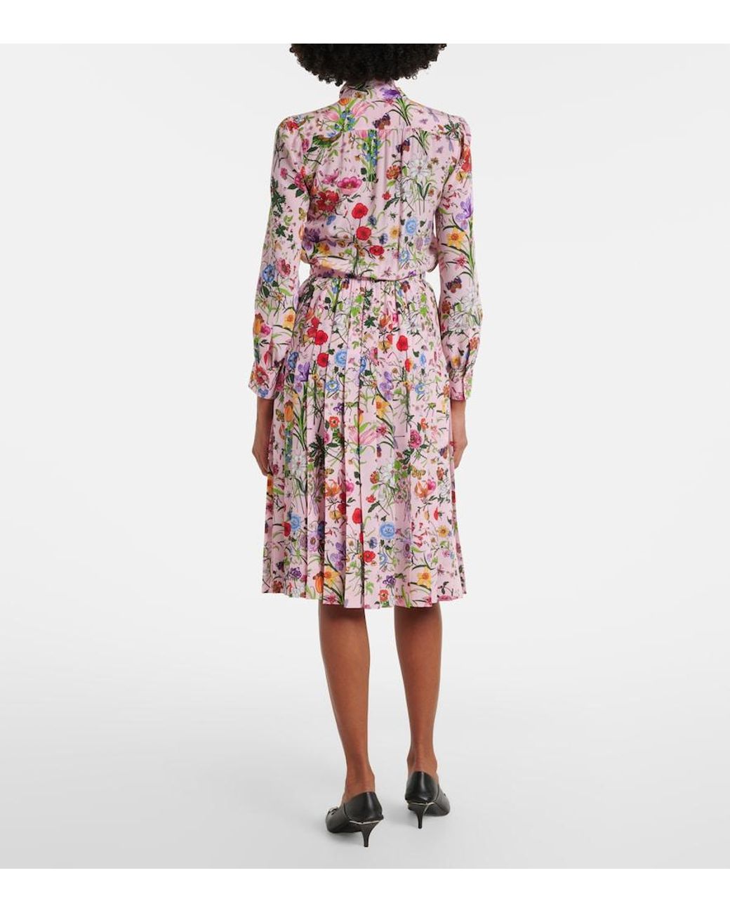 Gucci White Flora Silk Shirt Dress