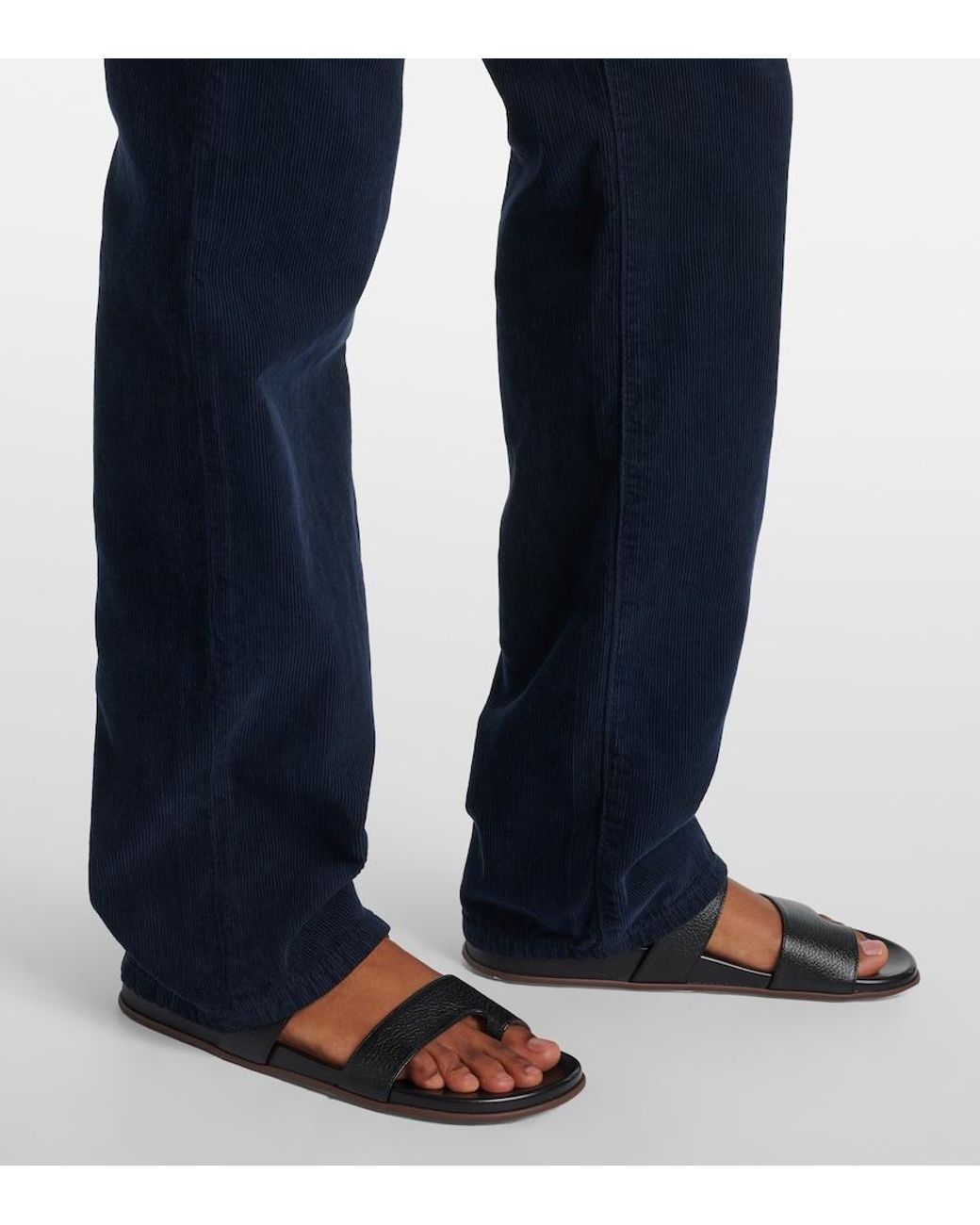 The Row Blue Carlyl Cotton Corduroy Slim Pants