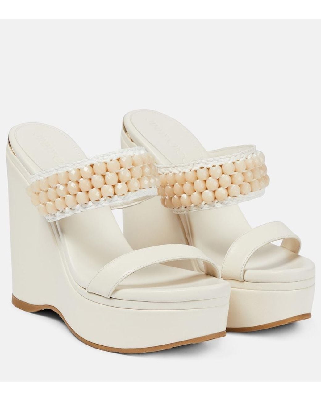 Jimmy Choo White Amoure Wedge 130 Leather Sandals