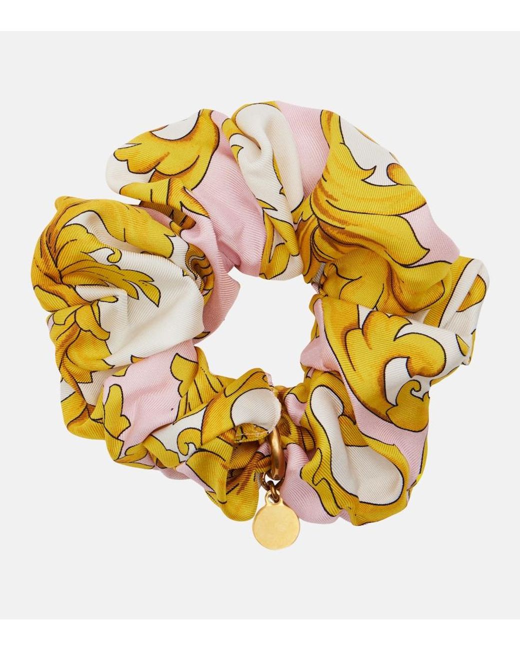 Versace Metallic Medusa Printed Silk Scrunchie