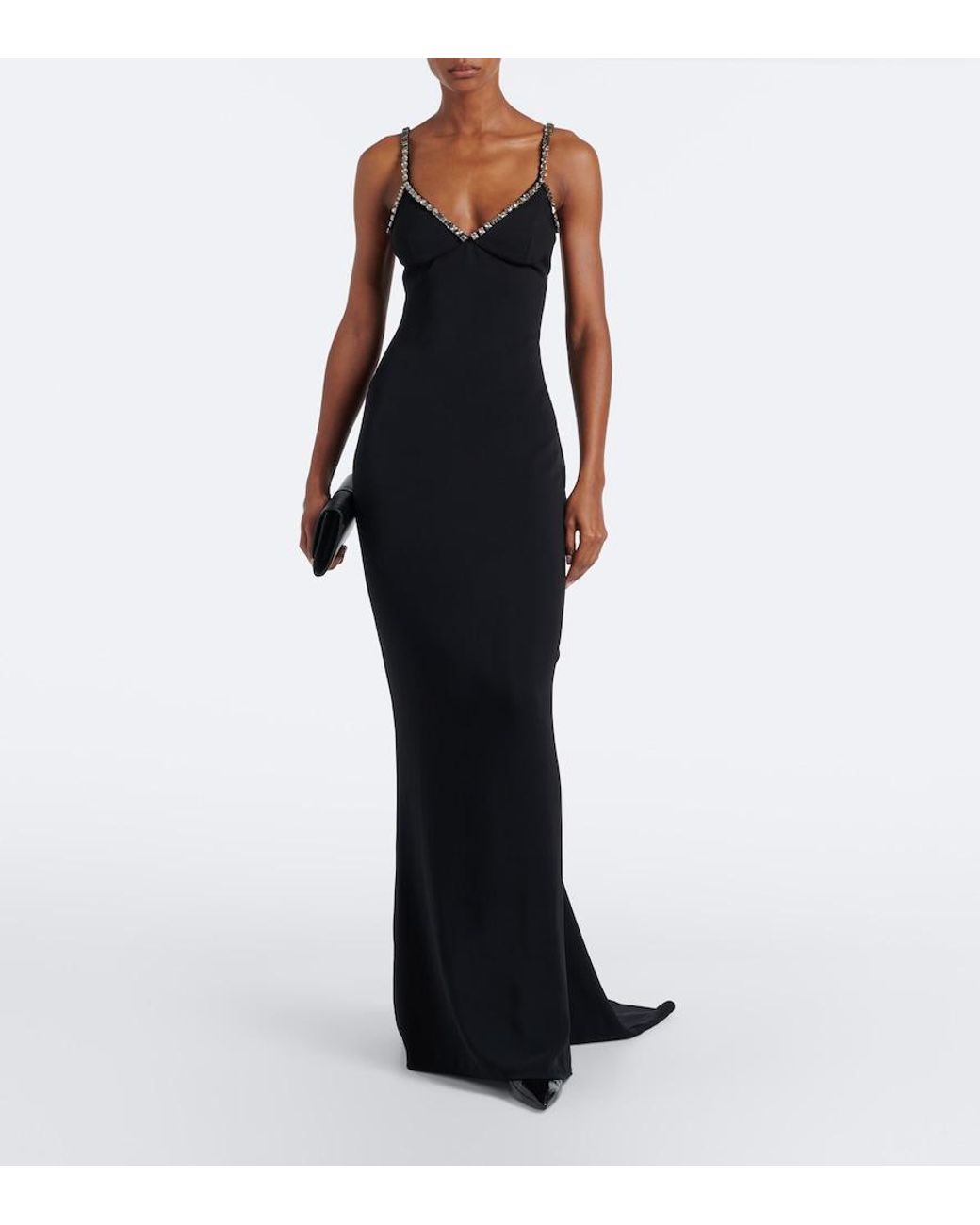 Stella McCartney Black Embellished Crepe Gown