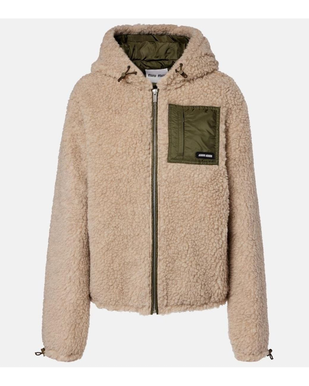Miu Miu Natural Wool-Blend Teddy Down Jacket