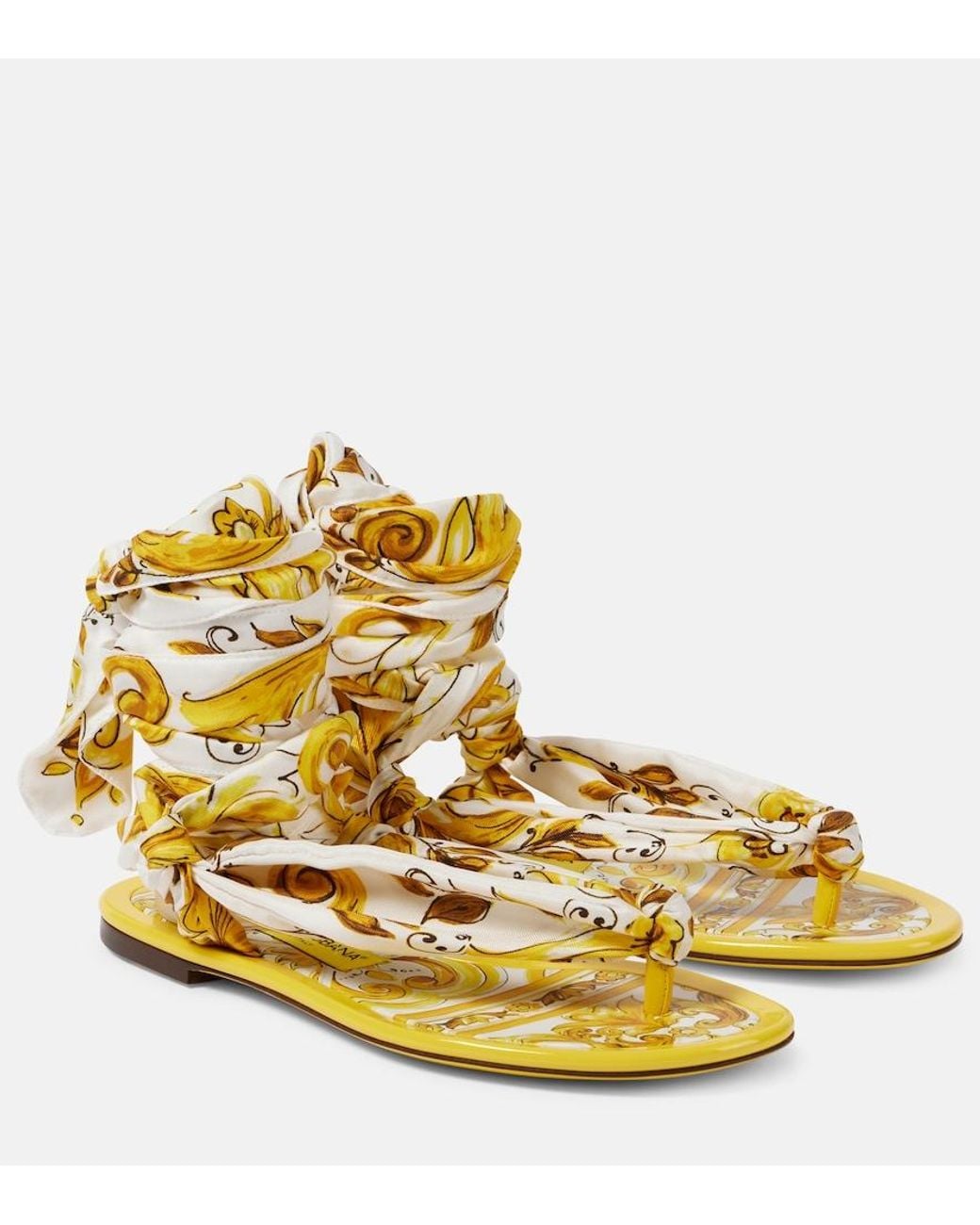 Dolce & Gabbana Metallic Printed Silk Twill Sandals