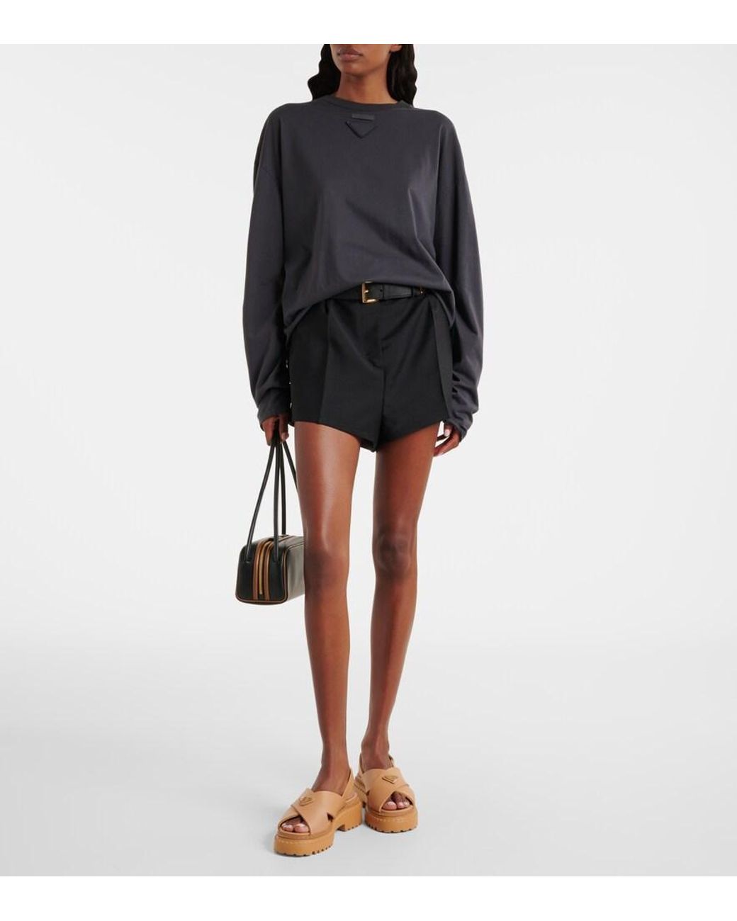 Prada Brown Logo Rubber Platform Sandals