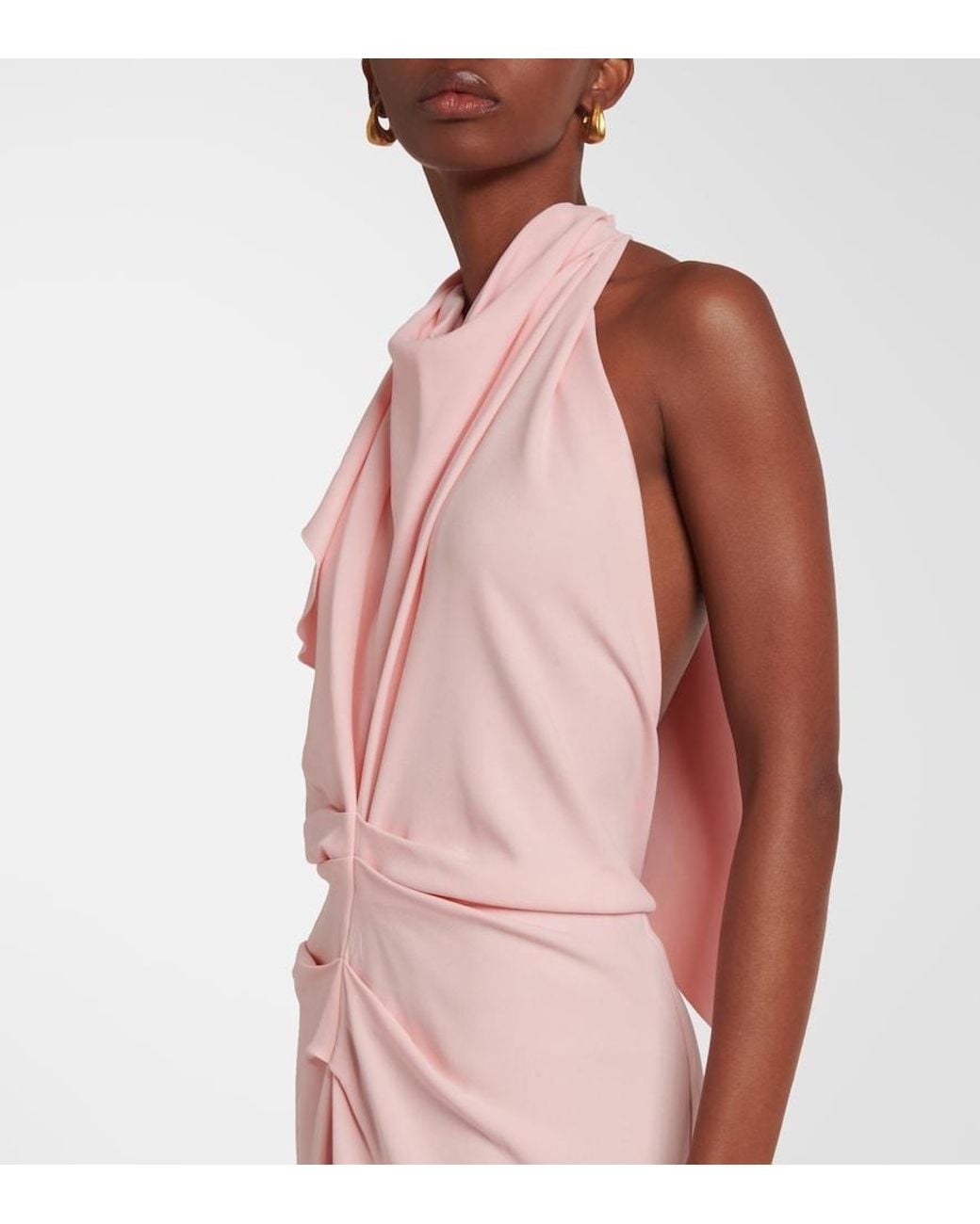 Victoria Beckham Pink Scarf-Detail Open-Back Crepe Dress
