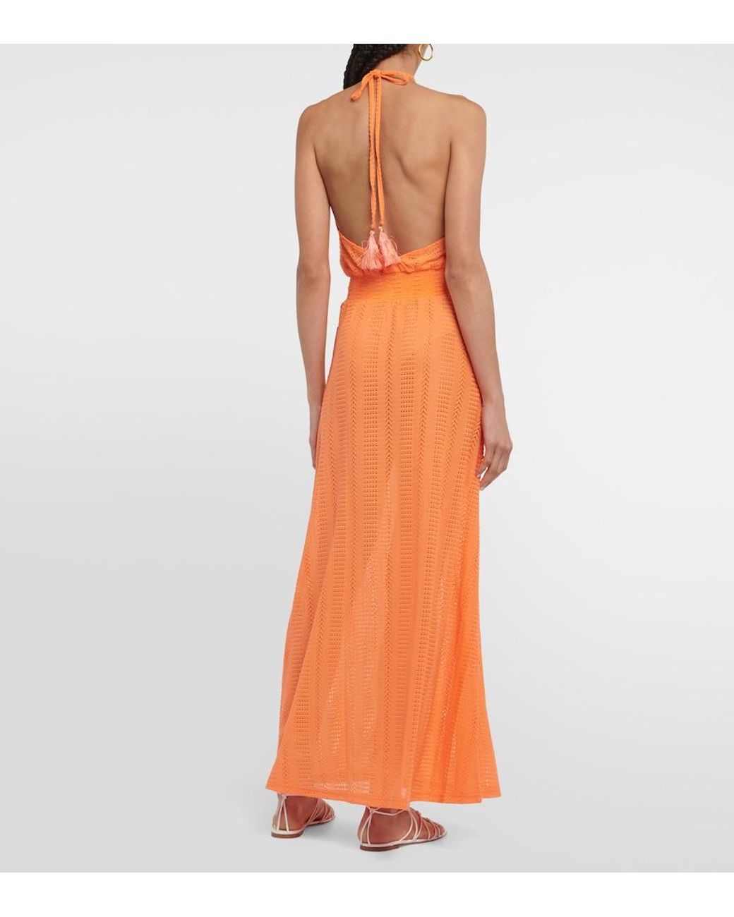 Melissa Odabash Orange Maeva Halter-Neck Maxi Dress