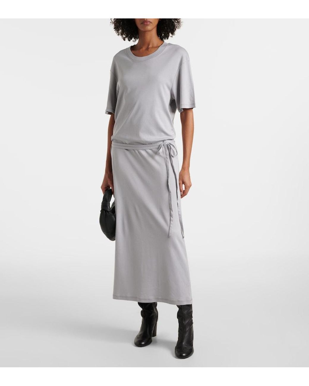 Vestido Midi De Algodon Con Cinturon Lemaire de color White