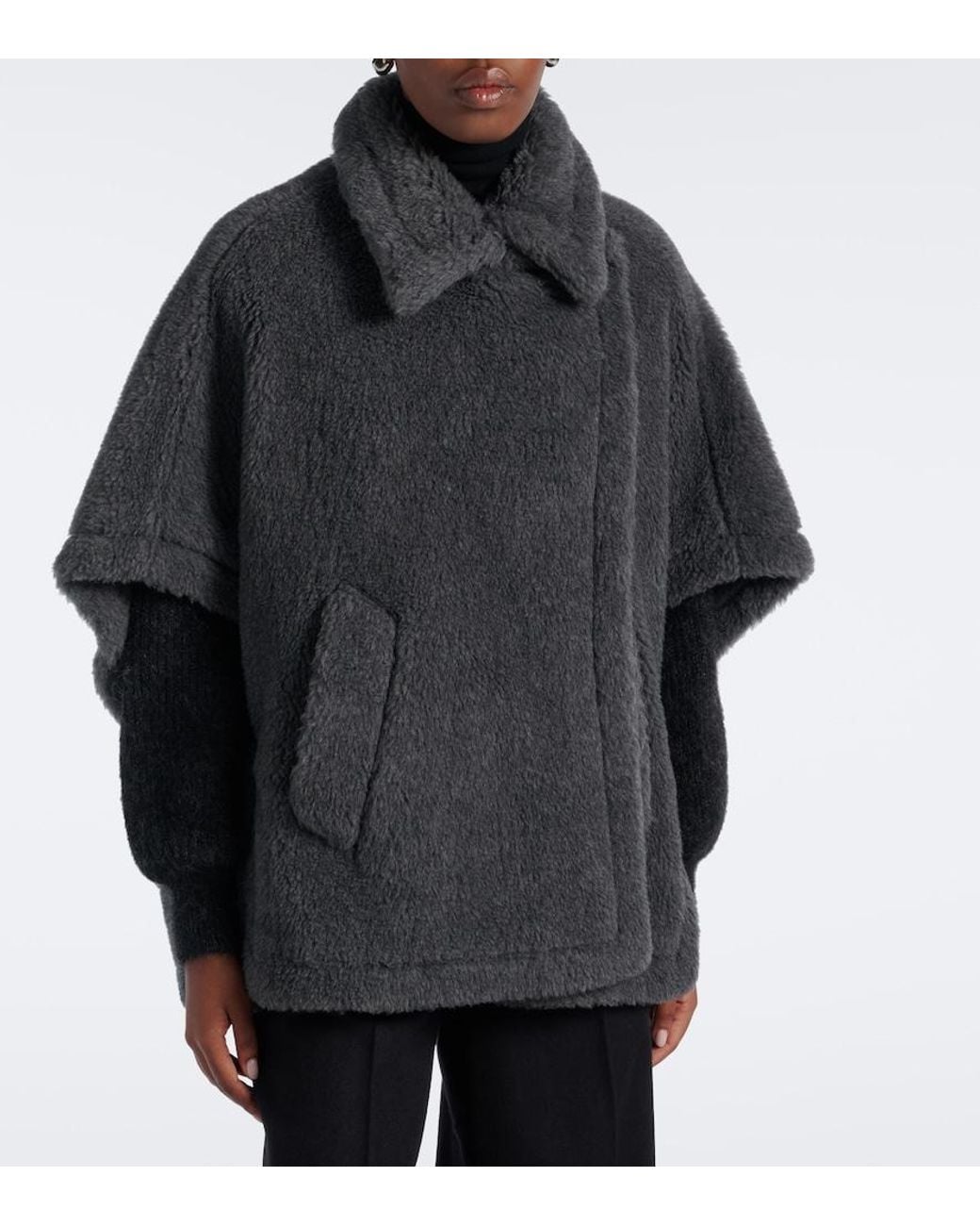 Max Mara Gray Wool, Alpaca, And Silk Cape