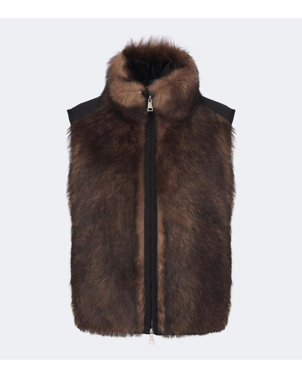 Moncler Brown Tadorne Shearling-Trimmed Down Vest