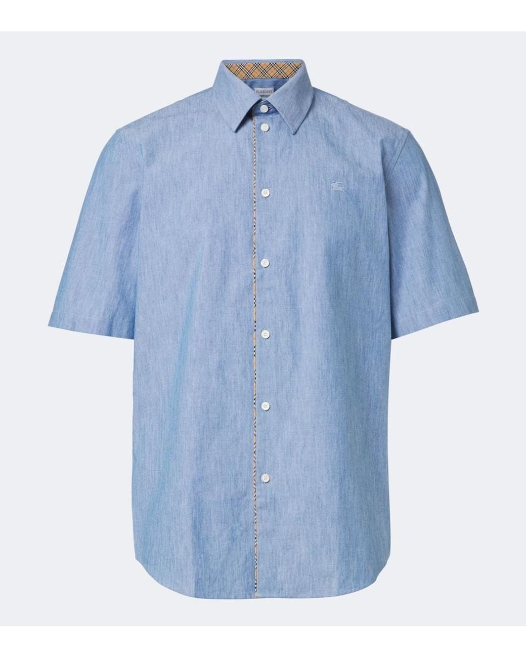 Burberry Blue Ekd Cotton Shirt for men