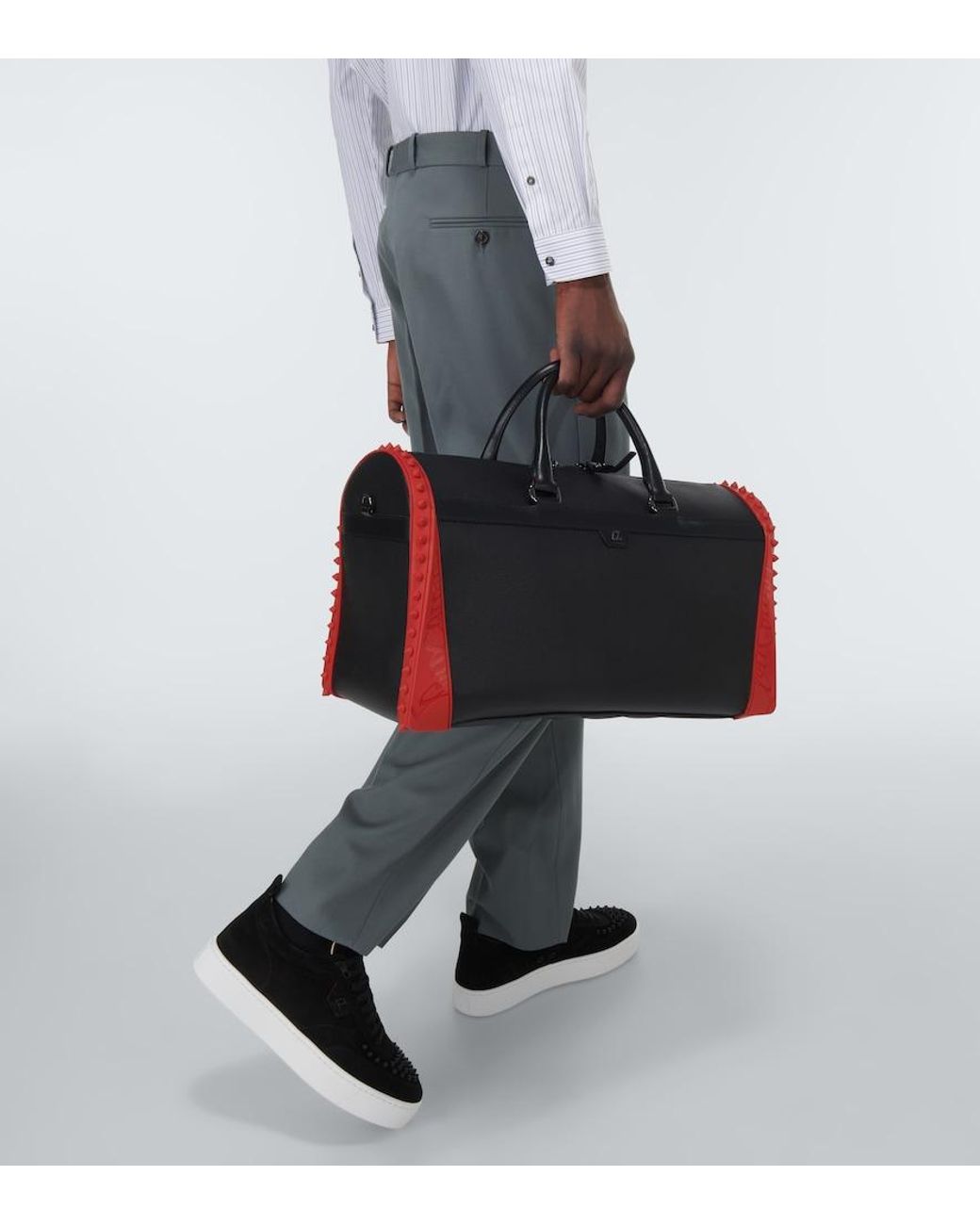Christian Louboutin Red Sneakender Spiked Leather Duffel Bag for men
