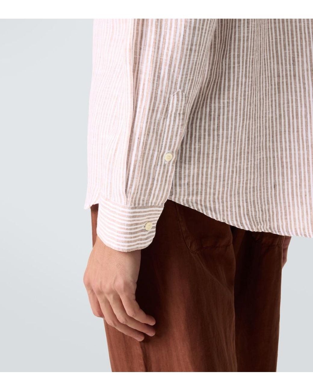 Frescobol Carioca Pink Telles Striped Linen Shirt for men
