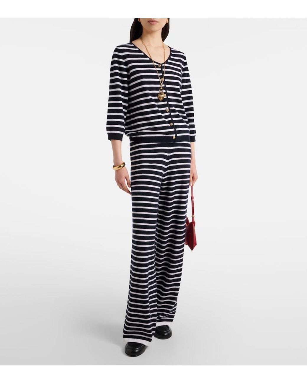 Jardin Des Orangers Blue Striped Cashmere Cardigan
