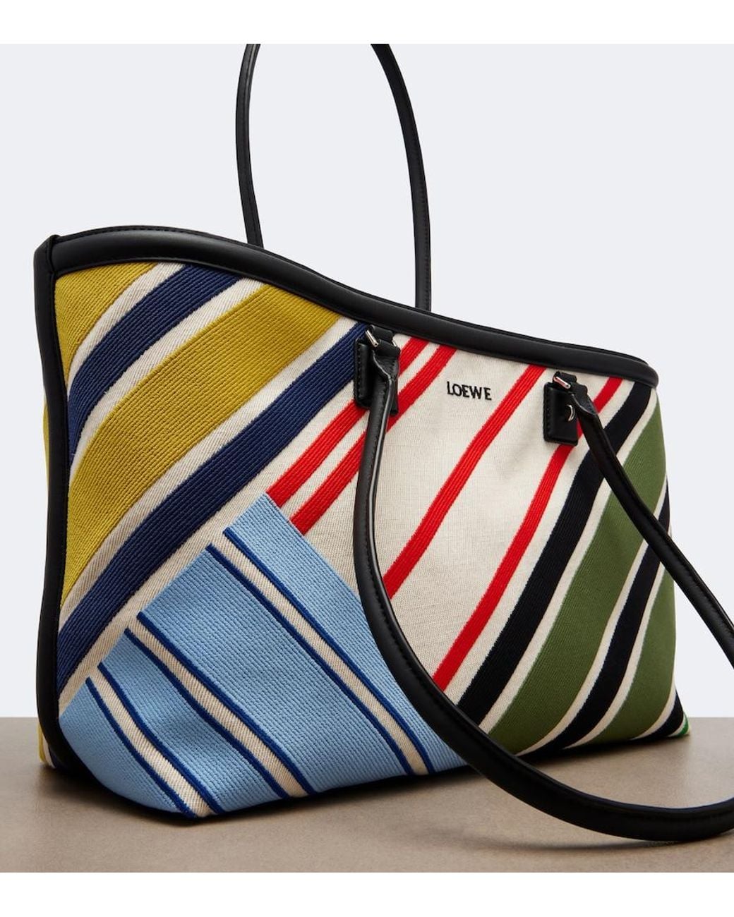 Loewe Blue Verano Large Embroidered Canvas Tote Bag