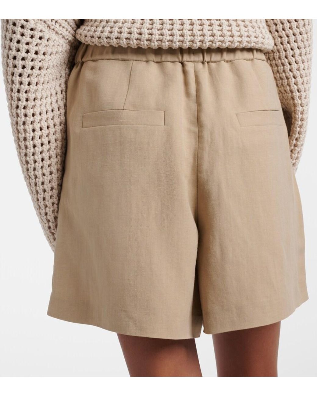 Brunello Cucinelli Natural High-Rise Bermuda Shorts