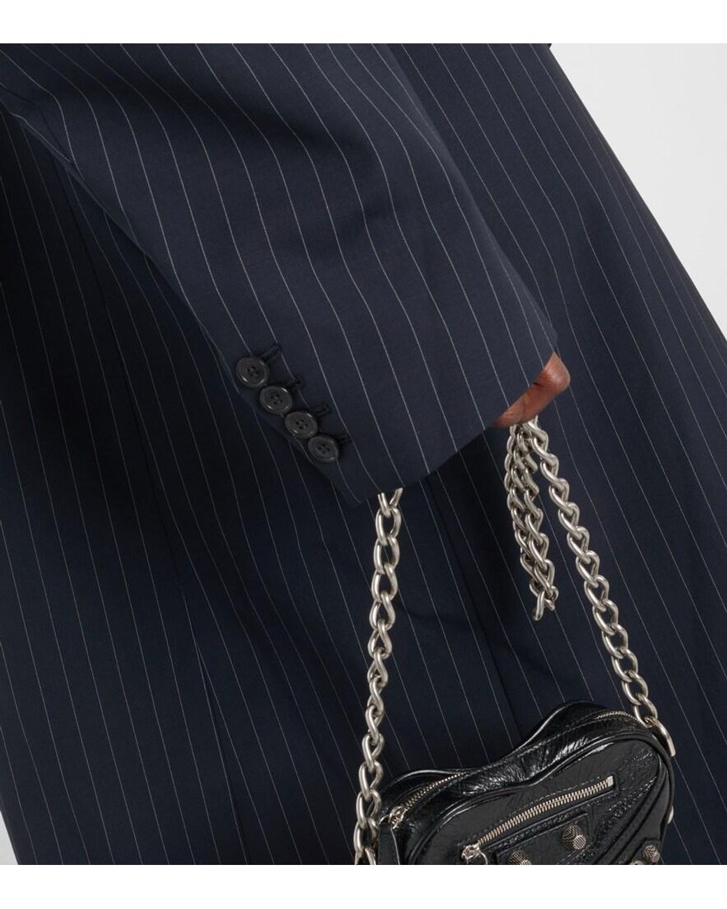 Vetements Blue Oversized Pinstriped Wool Coat