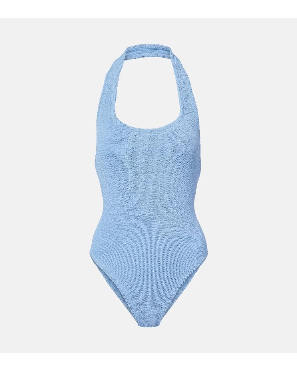 Hunza G Blue Sandy Halterneck Swimsuit