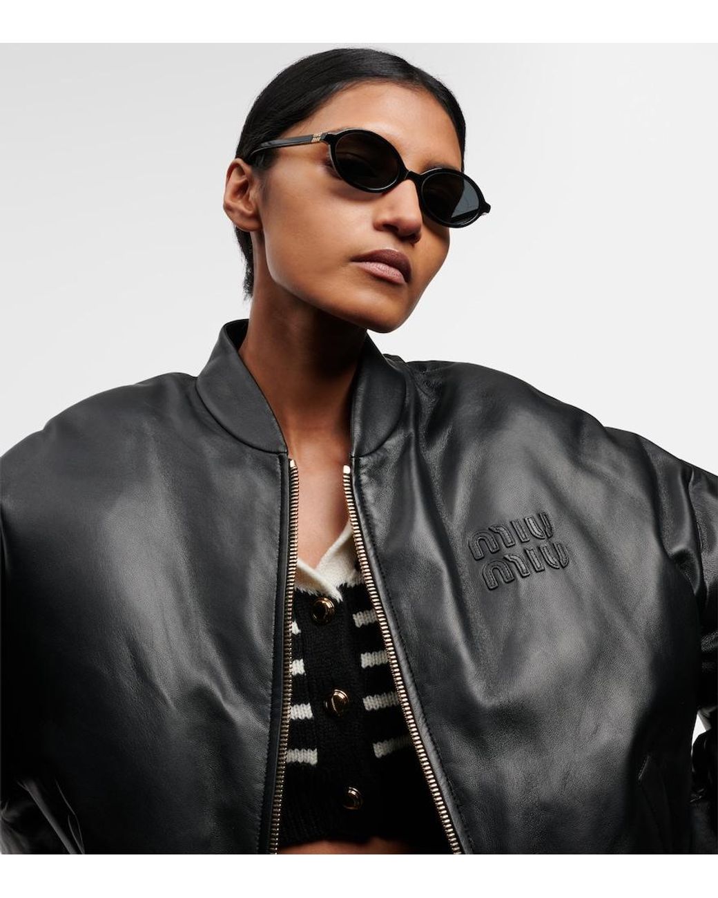 Miu Miu Gray Logo Round Sunglasses