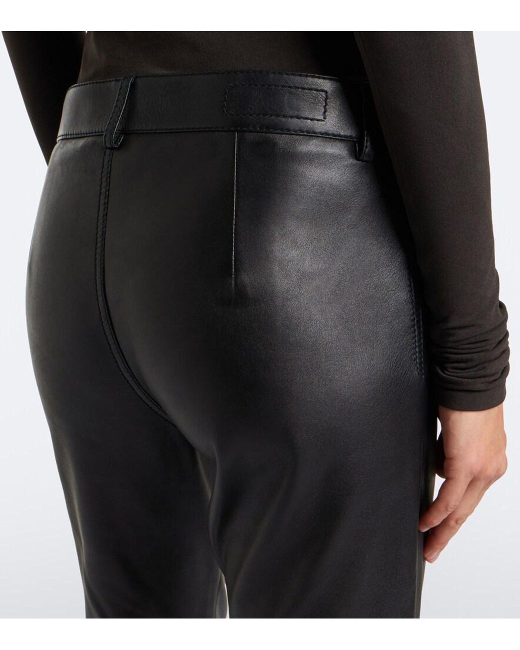 Gucci Black Leather Straight Pants