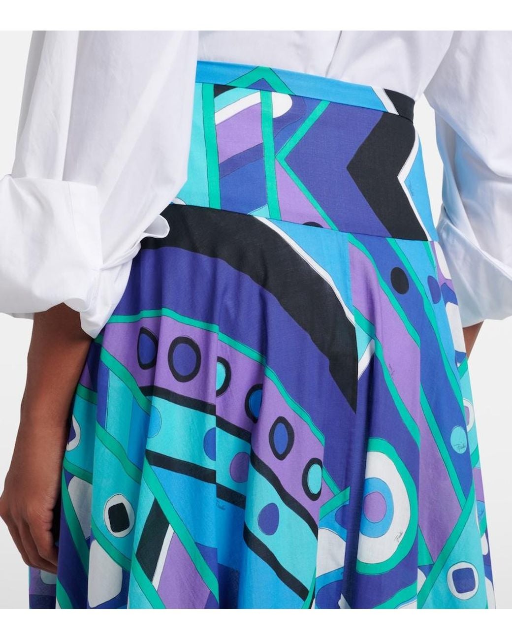 Emilio Pucci Blue Vivara Cotton Maxi Skirt