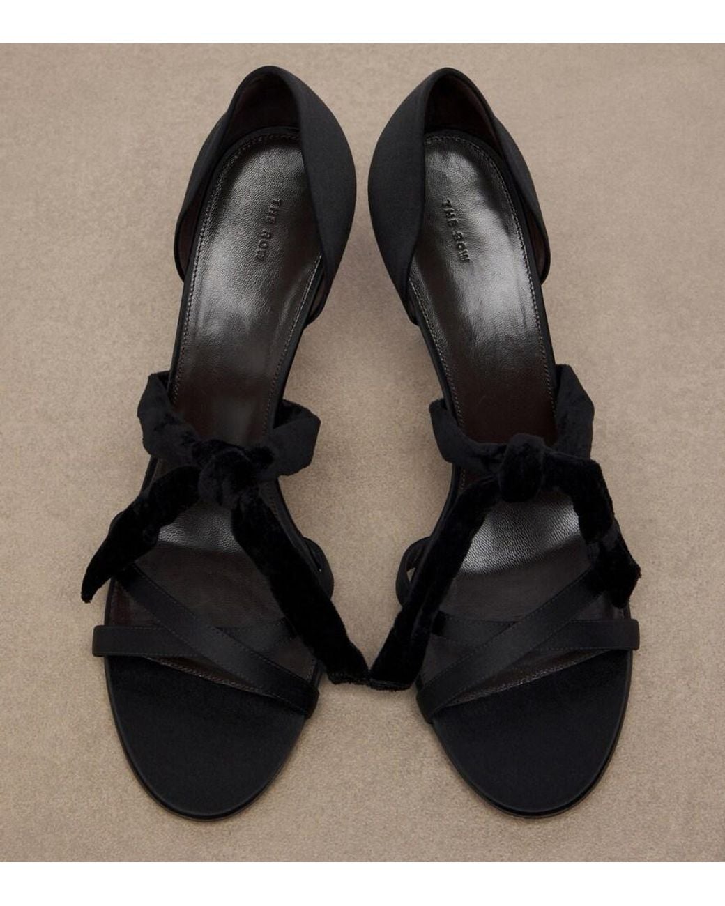 The Row Black Ella Satin Sandals