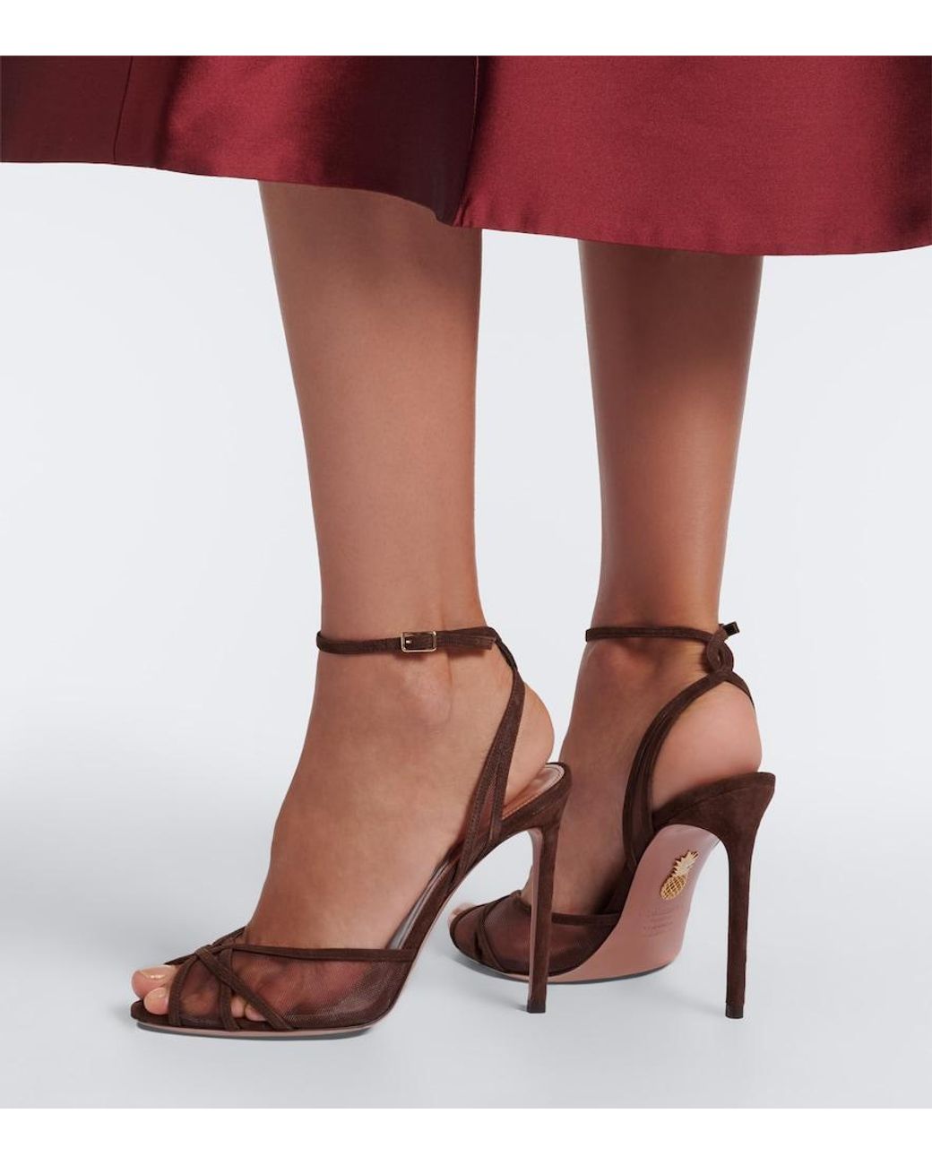 Aquazzura Brown Shear Suede Sandals