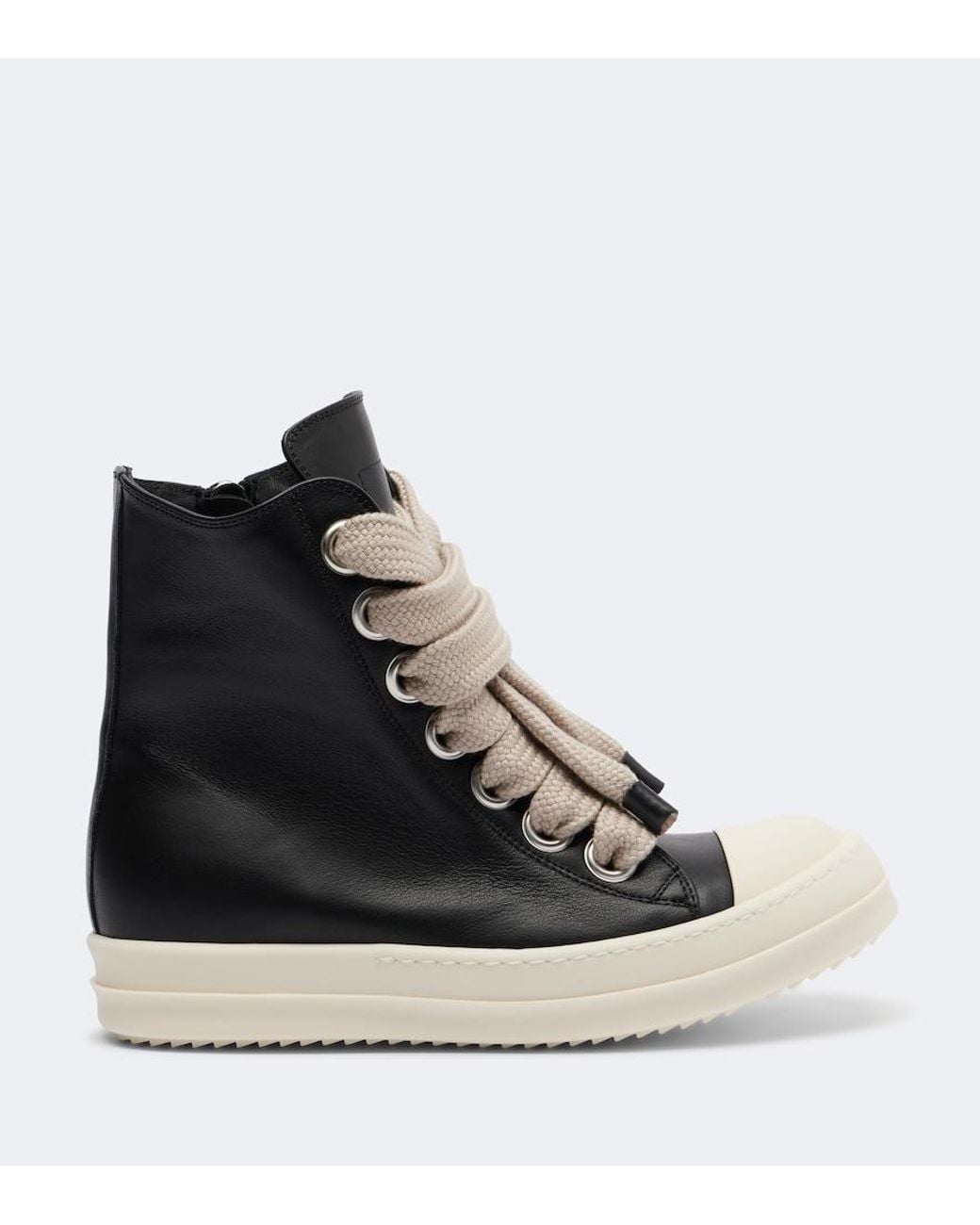 Rick Owens Black Jumbolace Leather Sneakers
